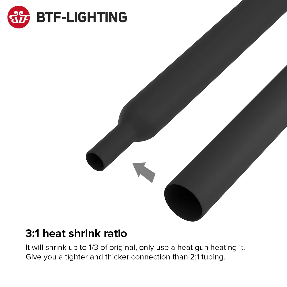 5 Meters Black White Heat Shrink Tubing Tube 8mm 10mm 12mm 3528 3014 3535 5050 SMD LED Strip Lights WS2812B WS2811 WS2815 led gooseneck tube aluminum alloy tube