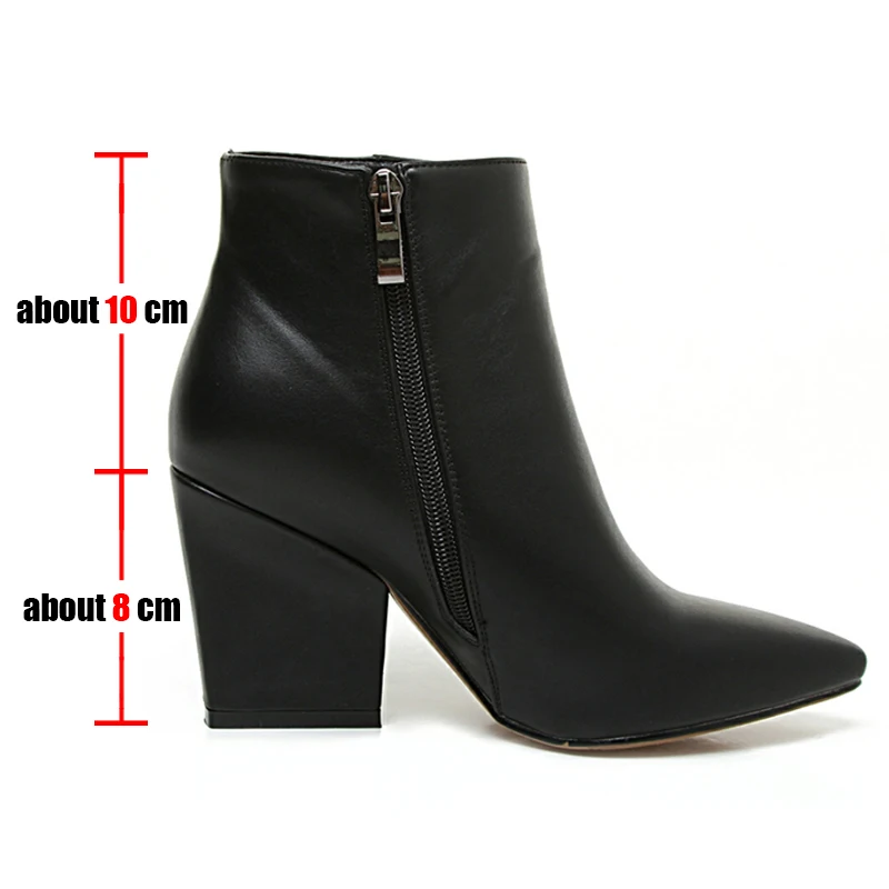BONJOMARISA/размеры 32-43; Зимние ботильоны «Челси» с острым носком; коллекция года; женские черные ботинки из органической кожи; женская обувь на высоком каблуке