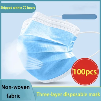 

10pcs/50pcs/100pcs(bag) Mask Disposable Non Wove 3 Layer Ply Filter Mask Mouth Face Mask Breathable Earloops Masks