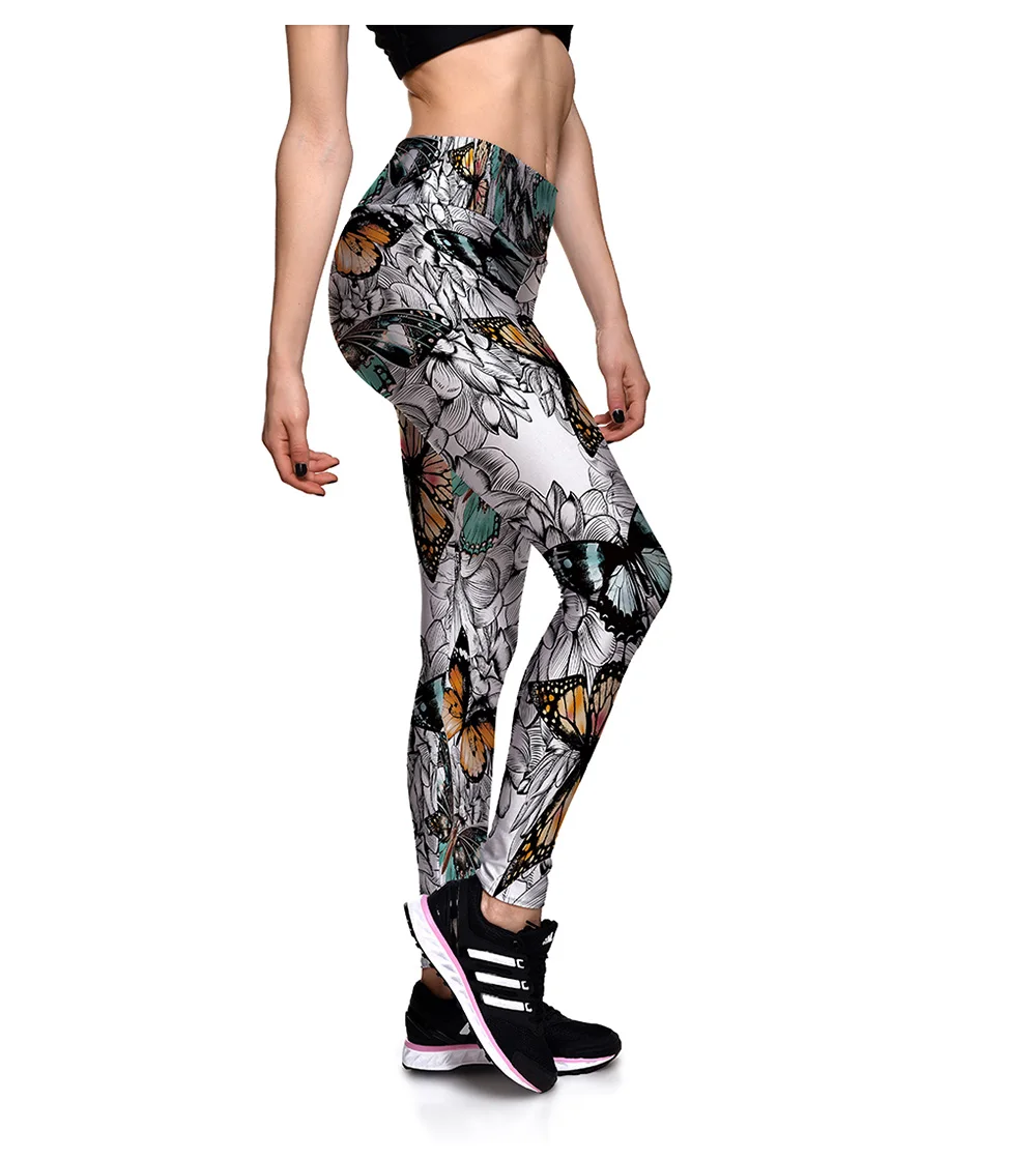 Workout leggings Slim Butterfly Daisy Leaf Lemon Digital Print Leggings Women Sporting Pants Fashion Womens Fitness Leggings