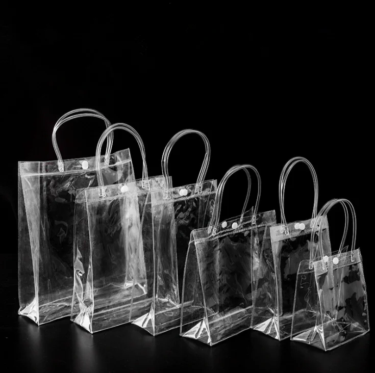 10/20/40pcs Clear display bags small, Transparent gift plastic bag Mini PVC  bags handle cosmetic