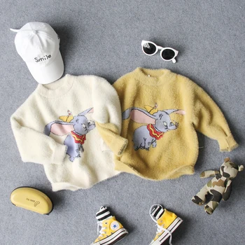 

90-130cm height new 2019 autumn winter boys O-neck mink cashmere cartoon knitted sweater 1pc kids autumn winter sweater