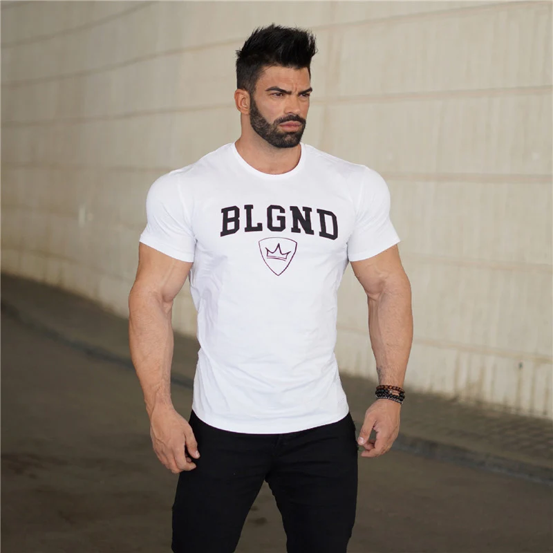 

Summer men's clothing 2019 brand T-shirt jogger fitness bodybuilding brand sportswear men's casual cotton fashion short-sleeved