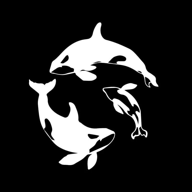 YJZT 17 см* 15,2 см(одна группа) Забавный домашний декор Killer Whale One Наклейка на тело автомобиля стикер черный/серебристый C30-0206