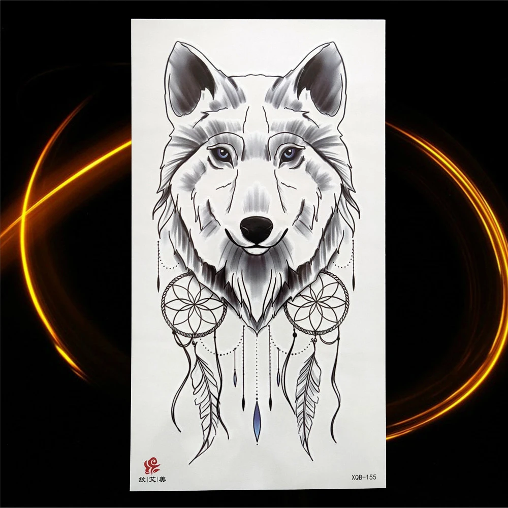 wolf dreamcatcher tribal tattoo