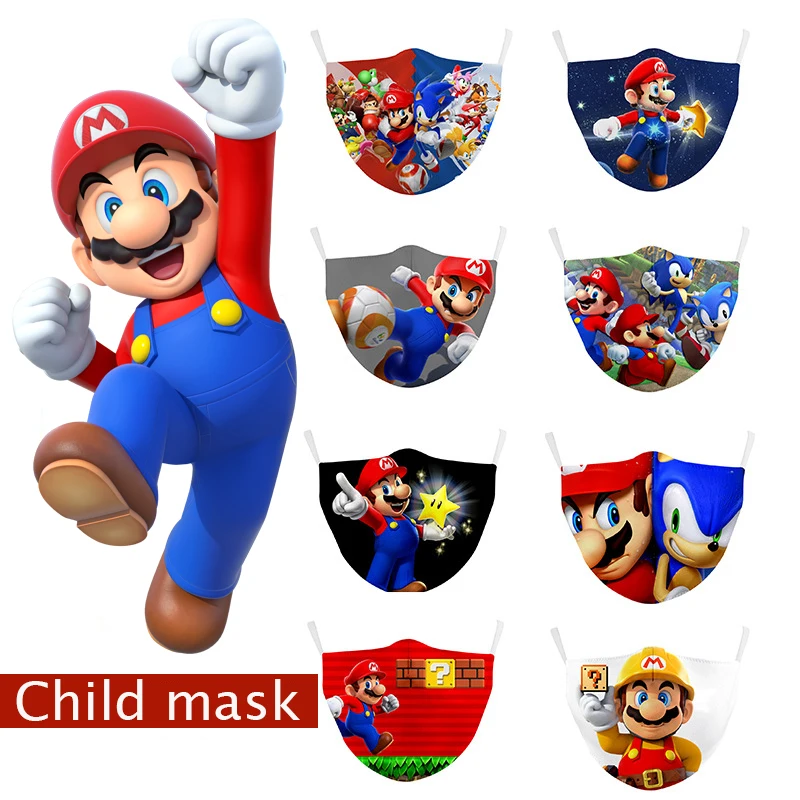 Мультфильмы Super Mario Bros. Маска детская моющаяся Тканевая маска Pm2.5 защитная с