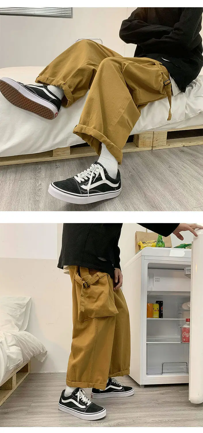 Men Overalls Running Pants Harajuku Basic Teens Streetwear Casual Workout  Trouser Loose Hip Hop Pants Unisex black cargos