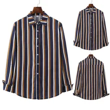 Мужская рубашка с длинным рукавом, тонкая рубашка в полоску, трендовая Мужская одежда для отдыха
