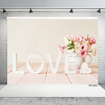 

Love Heart Flower Wooden Board Floor Backgrounds Baby Shower Children Portrait Photography Backdrops For Photo Studio Props
