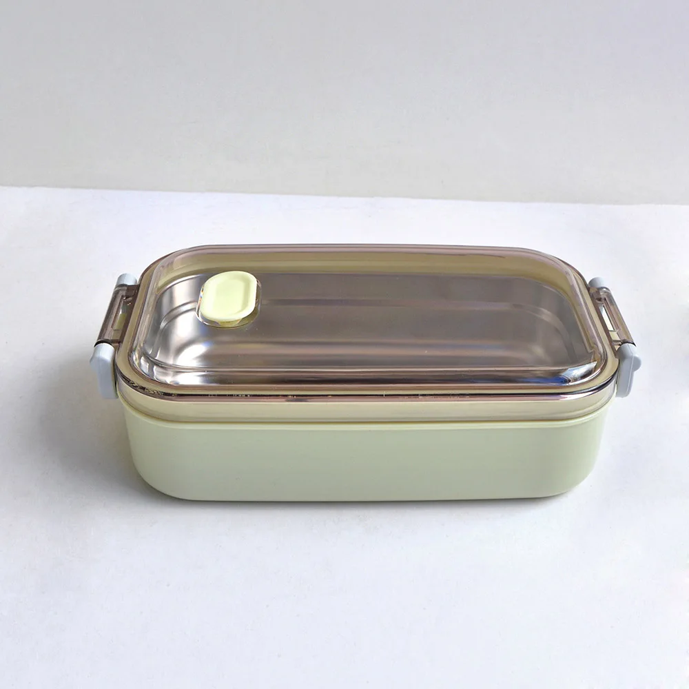 Green-Metal Ланч-бокс из нержавеющей стали 900ml-емкость микроволновый нагрев портативный Dinne пищевые контейнеры для взрослых леди дети - Цвет: Green-Metal