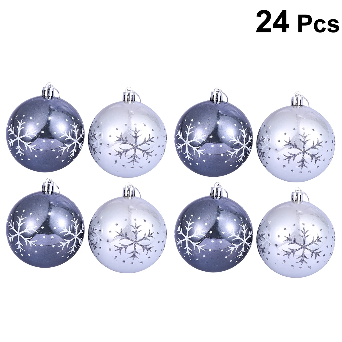 6pcs Christmas Hanging Pendant Snowflake Printing Hanging Ball Pendant Christmas Supplies For Christmas Yard