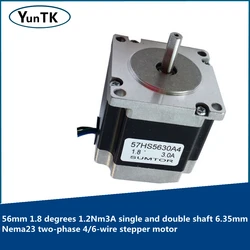 Nema23 two-phase 4/6-wire stepper motor 56mm high torque 1.8 degrees 1.2Nm3A single and double shaft 6.35mm hybrid motor