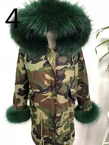 ECO Green Fur Парка с воротником из натурального меха енота зимняя меховая куртка женская куртка женские парки зимняя куртка - Цвет: ECO Green Fur