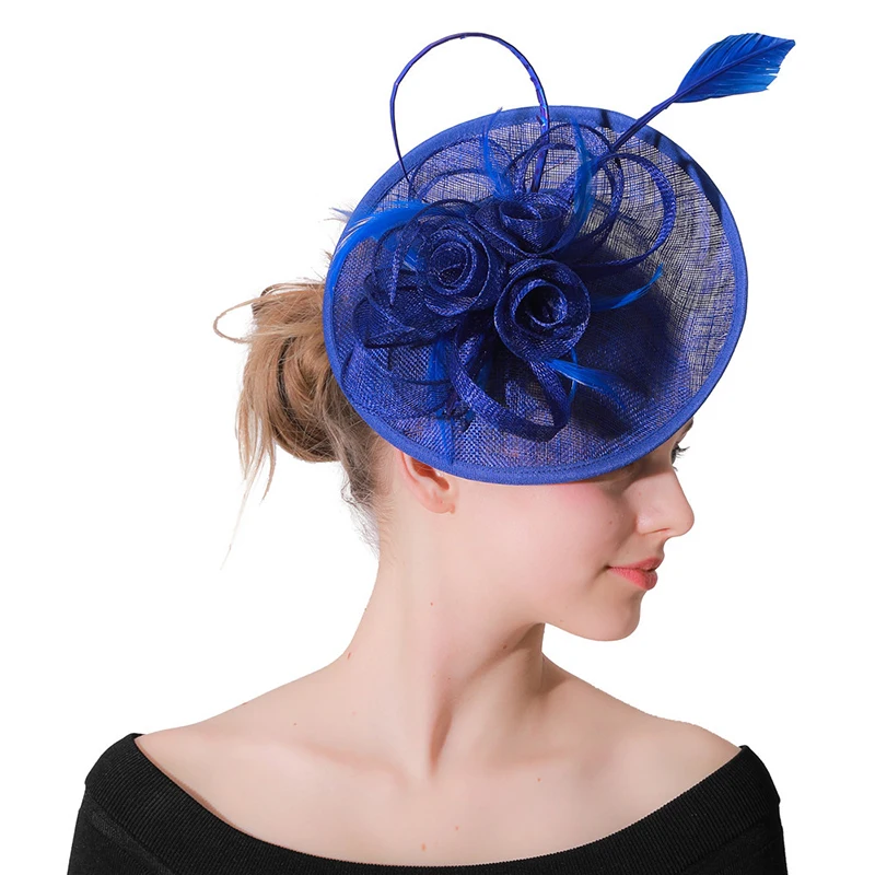 Church Hats Women Elegant Horse Racing Festival Ladies Fedoras Fascinator Hats Bridal Hairpin Headdress femme mariage LM064