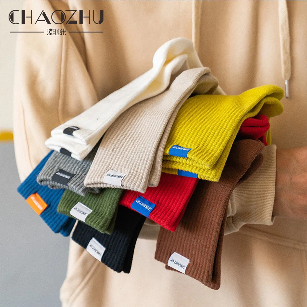 Мужские носки CHAOZHU из махровой ткани утепленные модные однотонные эластичные