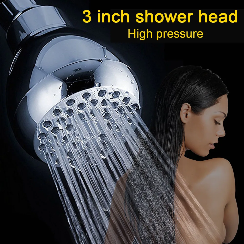 

3 Inch Round ABS Chrome Bath Low Flow Shower Head Bathroom Sprinkler Boosting Accessories Fixed High Pressure