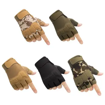 

Men Knuckle Protective Fingerless Gloves Outdoor Sports Camouflage Anti Cutting Hunting Hiking Climbing Cycling Half Finger Shor