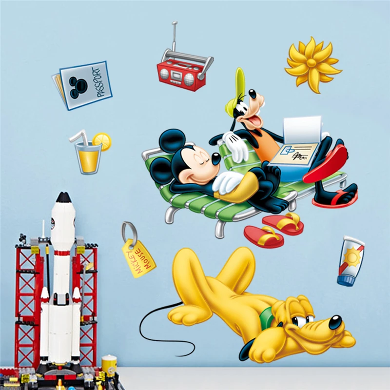 Cartoon Disney Mickey Goofy Pluto Vacation Wall Stickers For Kids Room Bedroom Home Decor Wall Decal PVC Mural Art DIY Wallpaper Cartoon Disney Mickey Goofy Pluto Vacation Wall Stickers For Kids Room Bedroom Home Decor Wall Decal PVC Mural Art DIY Wallpaper