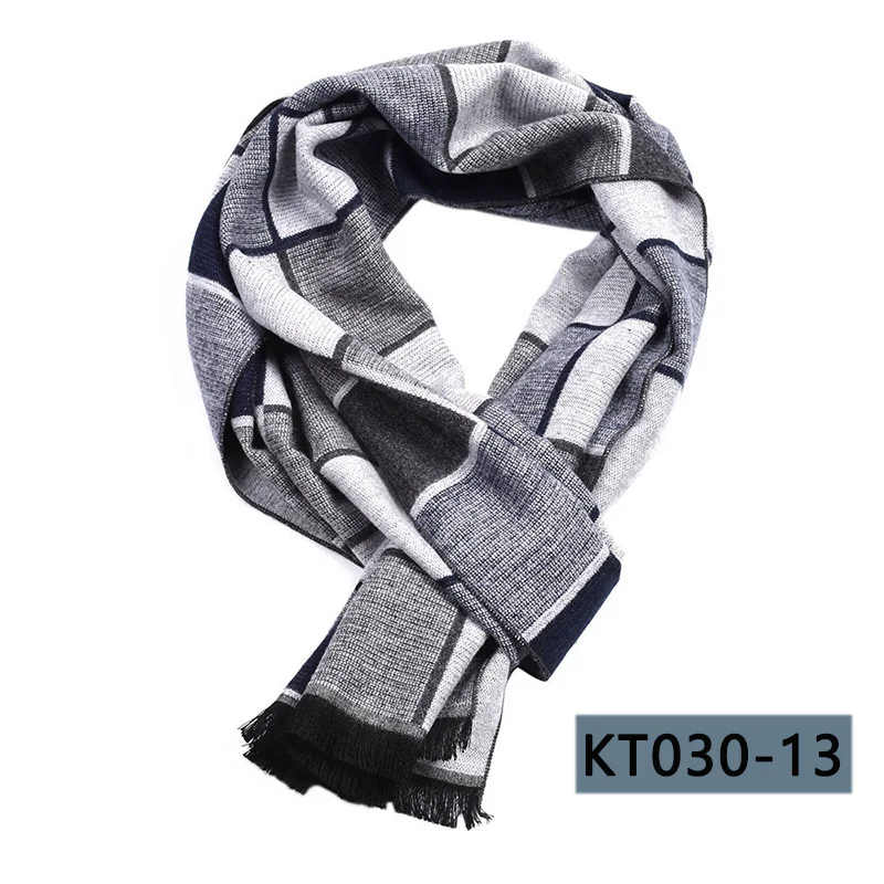 Новейшие модные мужские зимние осенние шарфы, повседневный мужской теплый шарф, роскошный галстук, мужской высококачественный длинный шейный платок 180*30 см - Цвет: KT030-13