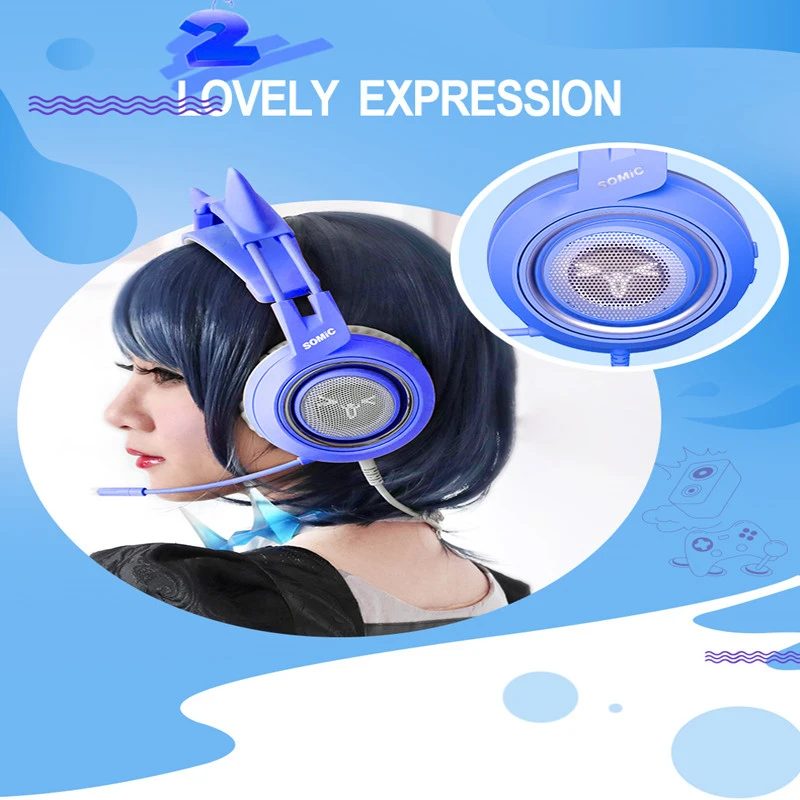 Somic G952 blue выпускает новейшую женскую удобную гарнитуру с микрофоном