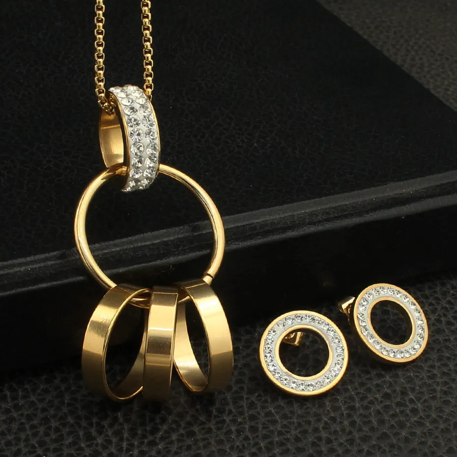 Joyas Золото Цвет цепочки и ожерелья серьги гвоздики Новые горячие нержавеющая