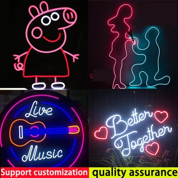 

Personalized Custom Neon Sign Light Flex Led Transparent Acrylic Creative Home Bar Wedding Wall Art Decor For House Rooms Bed