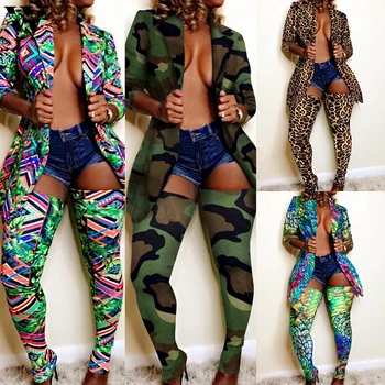 

Womail Tracksuit Women Fashion Long Sleeve Camouflage Leopard Print jacket+Stockings suit Two-Piece set Clubwear streetwear