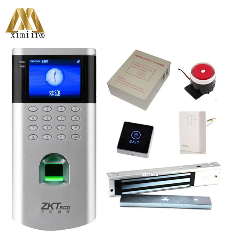 

F200 Kit With Fingerprint Reader Power Supply 600LBS Electirc Magnetic Lock Touch Switch Wired Door Bell /Alarm