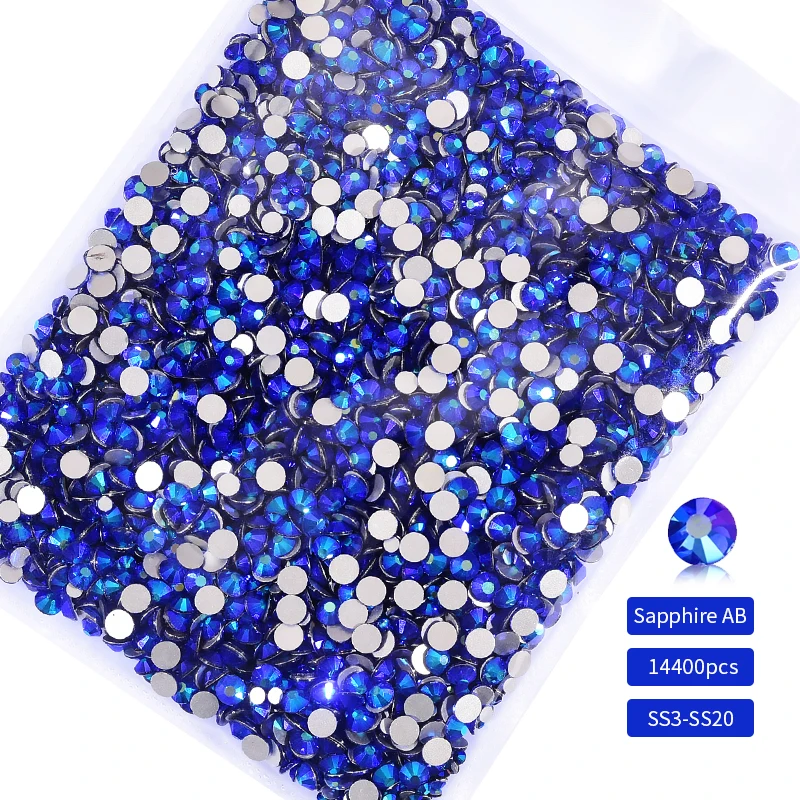 Mixed Size 14400pcs Bulk Wholesale Non Hot Fix Rhinestones Flatback Crystals Strass Glitter nail art Diamond For nail decoration 