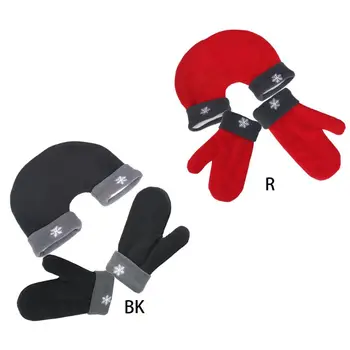 

Couple Gloves Polar Fleece Lover Winter Thicken Polar Fleece Mittens Snowflake Embroidery Sweethearts Christmas Romantic Gift