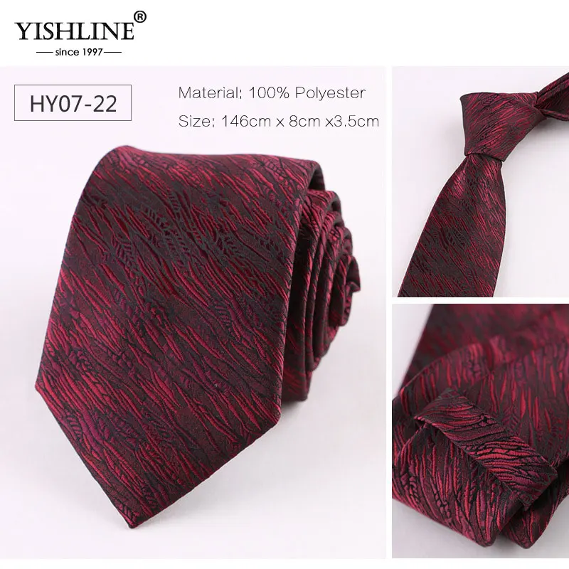 HY07-22 YISHLINE Модный 7 см мужской галстук в полоску и горох цветочный 1200 иглы шейный галстук для галстука жениха свадебный галстук тощий синий красный - Цвет: HY07-22