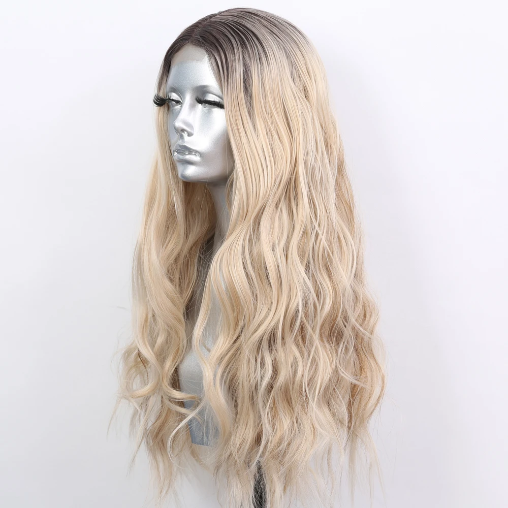 Sivir Synthetic Wigs For Women  Middle Part Ombre Blonde Long Wavy Hair Daily/Party Fiber Natural Hair Wig Heat Resistant