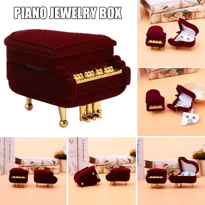 

Classical Piano Shaped Ring Box Earring Pendant Jewelry Organiser Display Holder Storage Case @M23