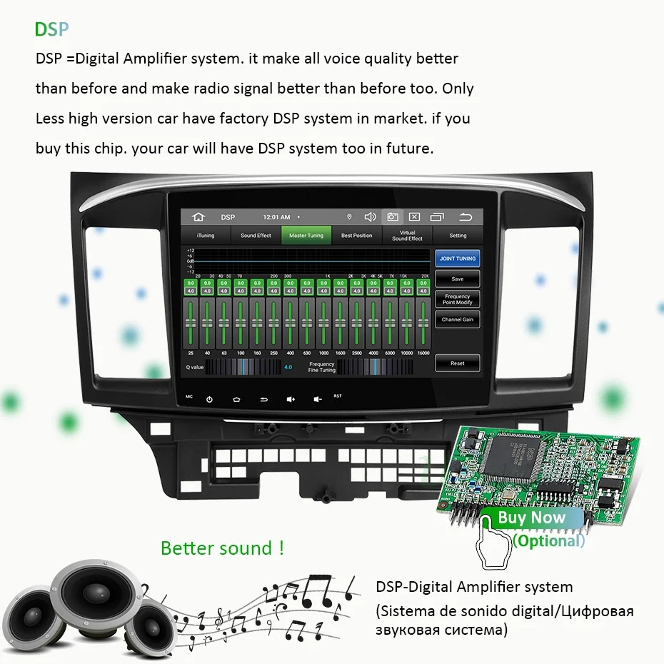 Excellent 10.1" DSP IPS screen RAM 4G 64G Android 9.0 2 din GPS For MITSUBISHI LANCER radio navigation stereo receiver no DVD PLAYER 3