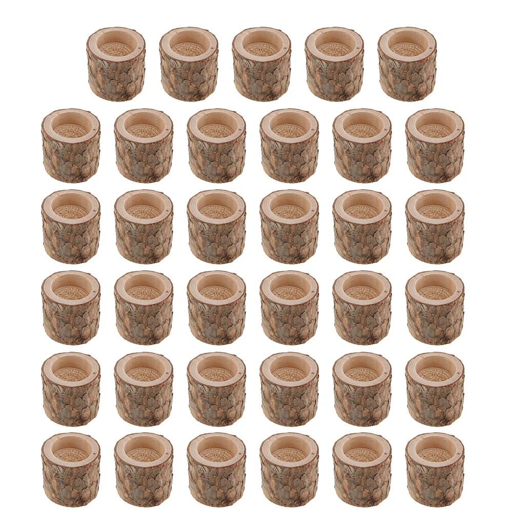 

35Pcs Natural Pine Wood Tree Branch Wooden Candle Holder Handmade Candlesticks for Home Decoration