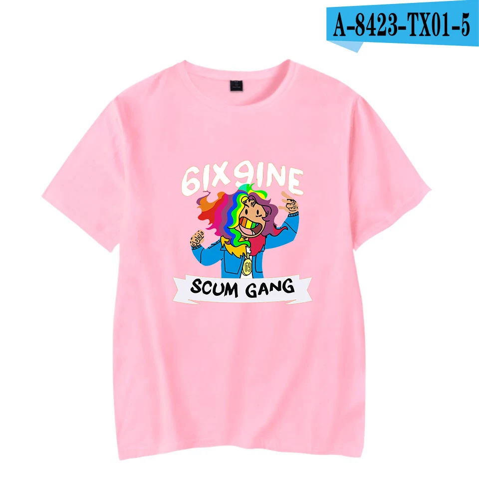6ix9ine модная футболка с принтом рэпера, женские/мужские летние футболки с коротким рукавом, Повседневная Уличная футболка, Прямая поставка - Цвет: pink