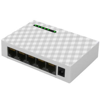 

5-Port Network Switch 4-Wire RJ45 Gigabit Ethernet 1000Mbps Splitter Travel Lan Switch Hub for PC Desktop EU Plug