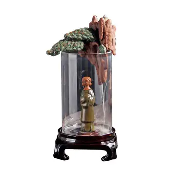 

Hourglass Girl Backflow Incense Holder Glass Cover Ceramic Crafts Smoke Waterfall Incense Burner Aromatherapy Furnace Home Decor