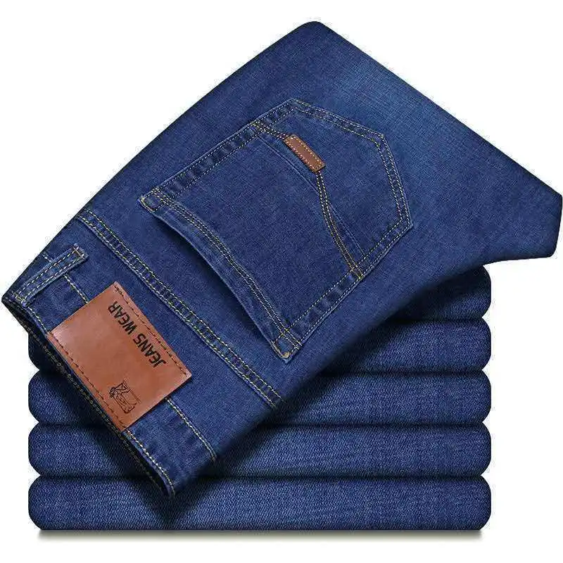Verano de 2021 de los hombres ligeros Jeans Casual Slim herramientas vaqueros de trabajo clásico pantalones vaquero liso pantalones hombres tamaño 28-40