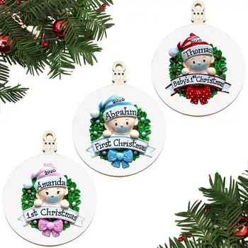 

Christmas Cute Baby Pattern Wood Ornaments Christmas Tree Decoration Xmas Party Garlands Supplies 2021 Happy New Year Navidad