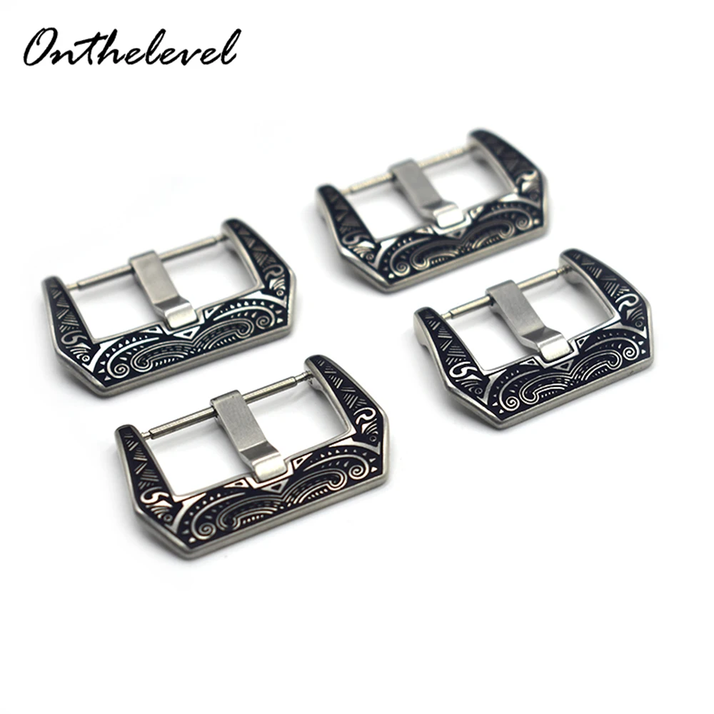 

Onthelevel высокое качество 316L нержавеющая сталь Ремешок Застежка Черный Резной 18 мм 22 мм 24 мм ремешок Пряжка для часов для Panerai # C