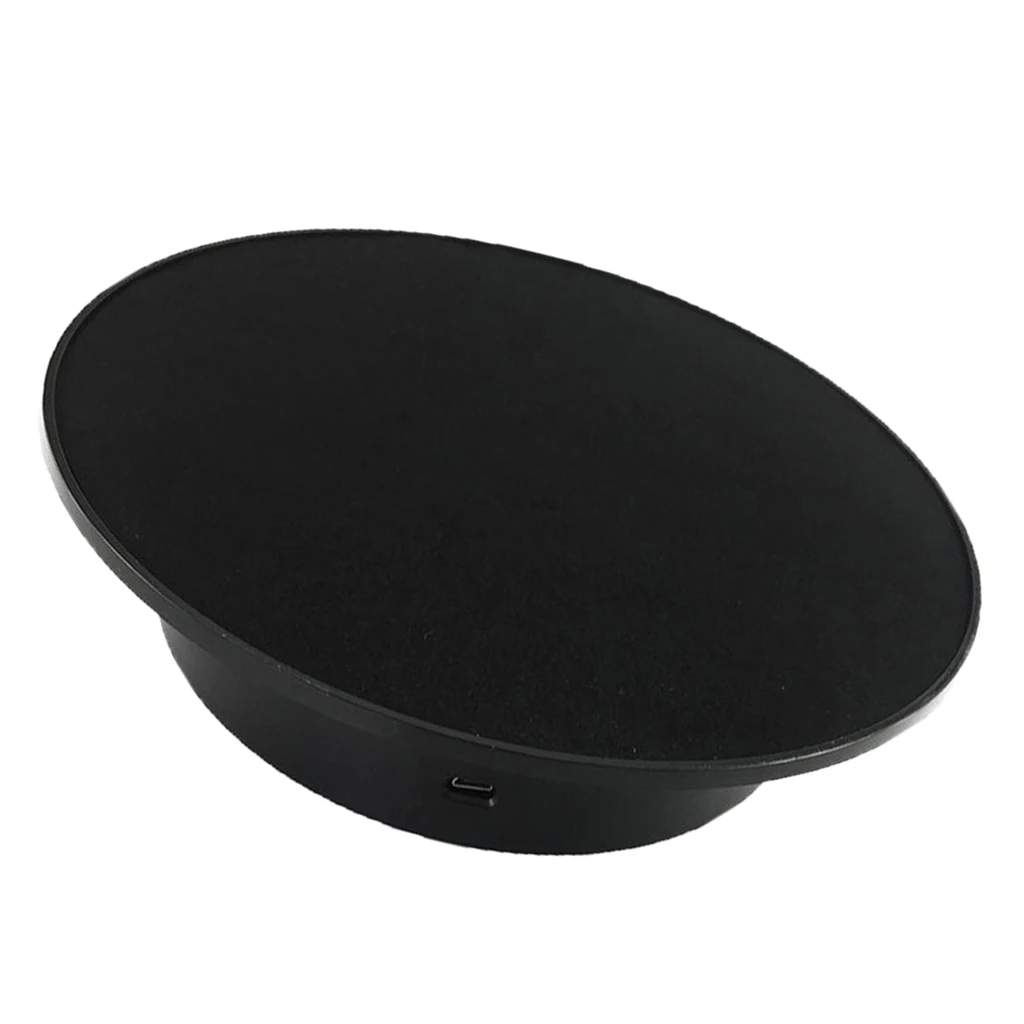 USB/Battery 360 Rotating Jewelry Display Turntable Stand Velvet /Mirror Top