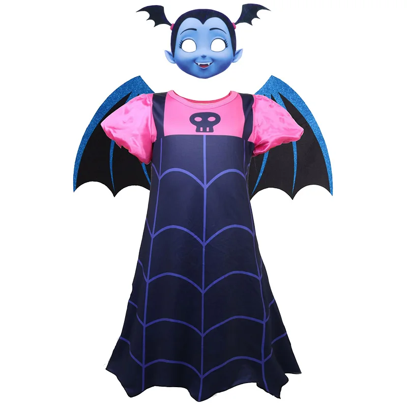 Vampirina/платье для девочек на Хэллоуин; Детский карнавальный Рождественский костюм вампира; детская одежда для дня рождения; летняя одежда; аксессуары - Цвет: B-1