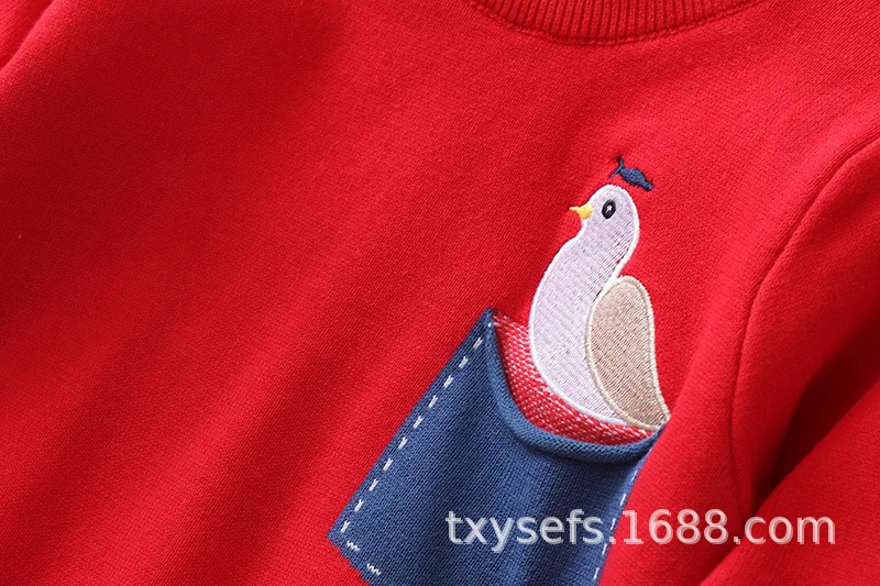 Ktp-009 детская одежда; Детский свитер; коллекция года; сезон осень-зима; Разноцветные пуловеры с вышитыми птицами и карманами для маленьких мальчиков