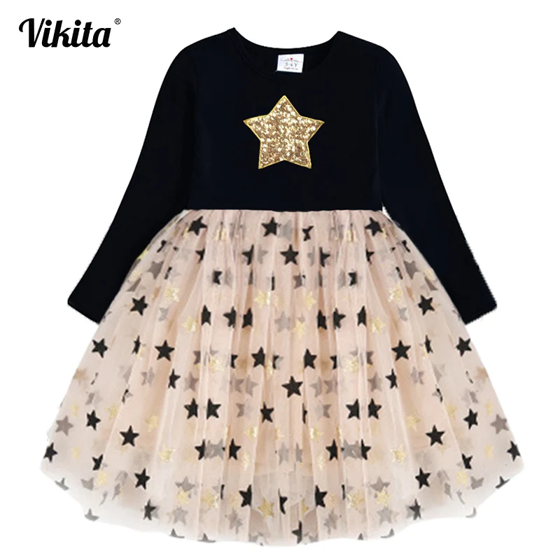 VIKITA/платье принцессы для девочек; платья с длинными рукавами для малышей; сезон осень-зима; вечерние платья для детей; vestido infantil Menina