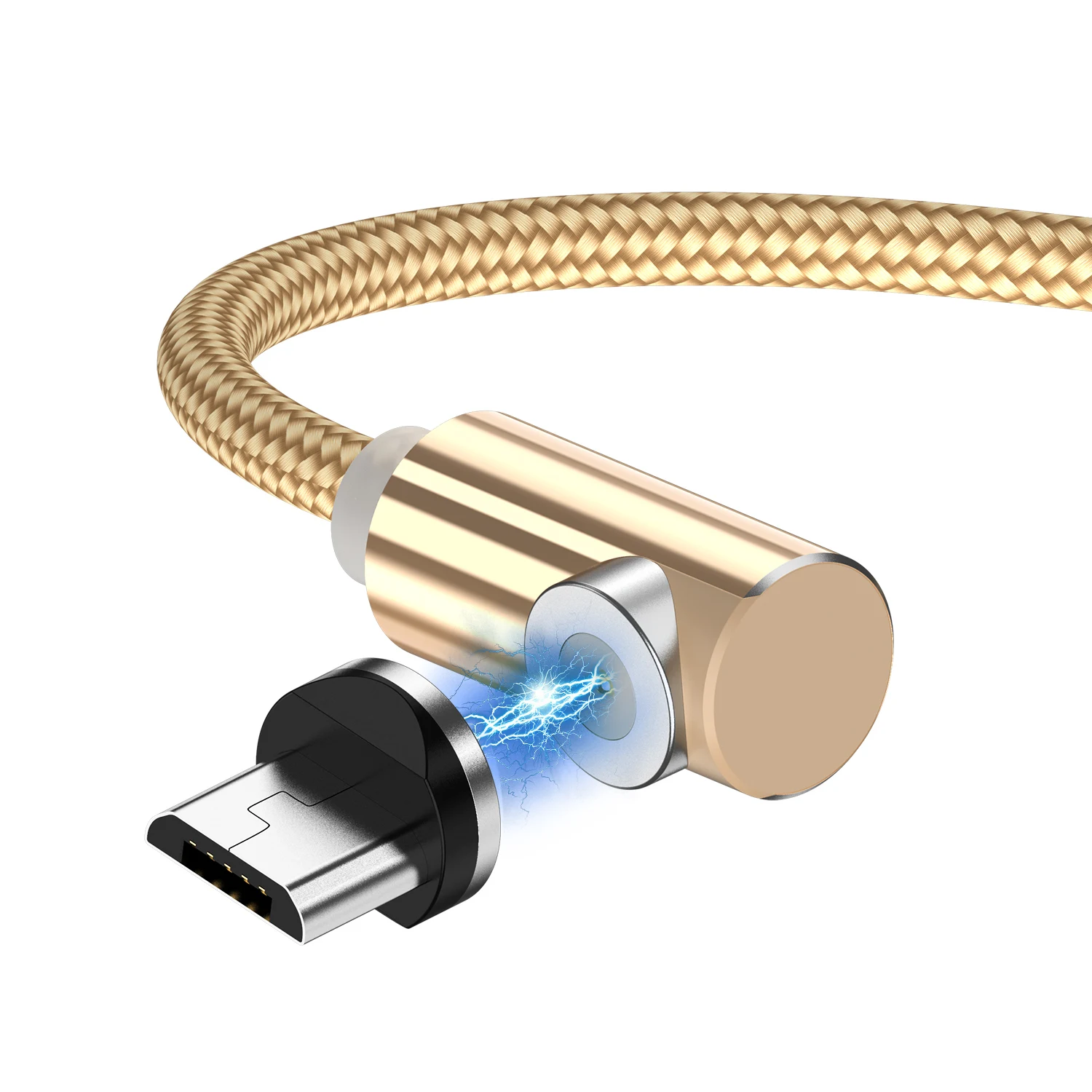GTWIN Магнитный Micro USB кабель 90 градусов для iPhone 7 Магнит USB C локоть зарядки для huawei type C Android мобильного телефона зарядное устройство - Цвет: For Micro Gold