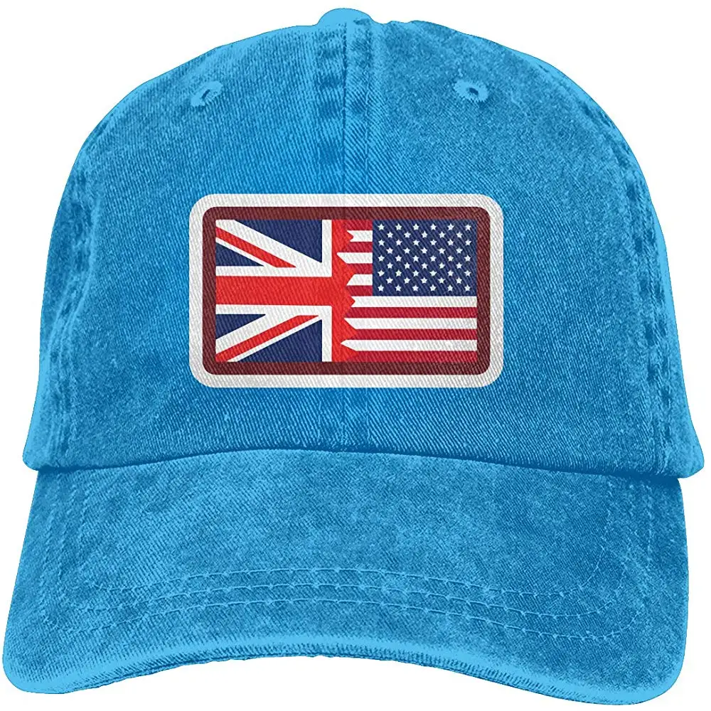 Мужская/Женская Регулируемая джинсовая бейсболка s британский и американский флаг Кепка водителя грузовика