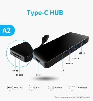 

6 In 1 HUB USB Type-C To USB 3.0 HDMI 4K TF DP Docking Station Aluminium Alloy HUB A2 For MacBook Laptop Computer