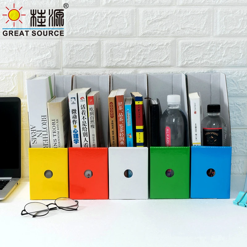 MQQ Foldaway File Holder Newspaper Box 5 Color Per Group Desk Top Organizer Corrugated Magazine Bookend ffice Stationery (10PCS)