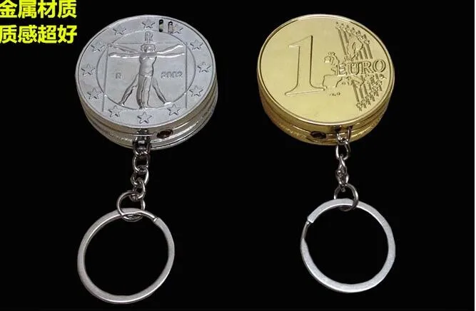 Творческий Портативный моделирование мини для монет Форма прикуривателя Keychian кулон автоприкуриватель зажигалка бутан брелоки с